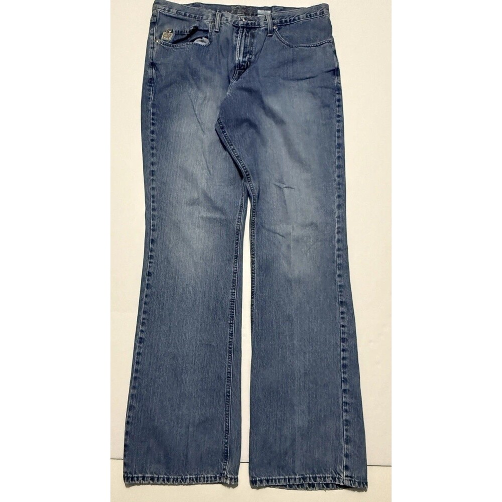 Cinch Men’s 38X38 (37X36)  MB93034002 Distressed Faded Blue Cotton Jeans Vintage